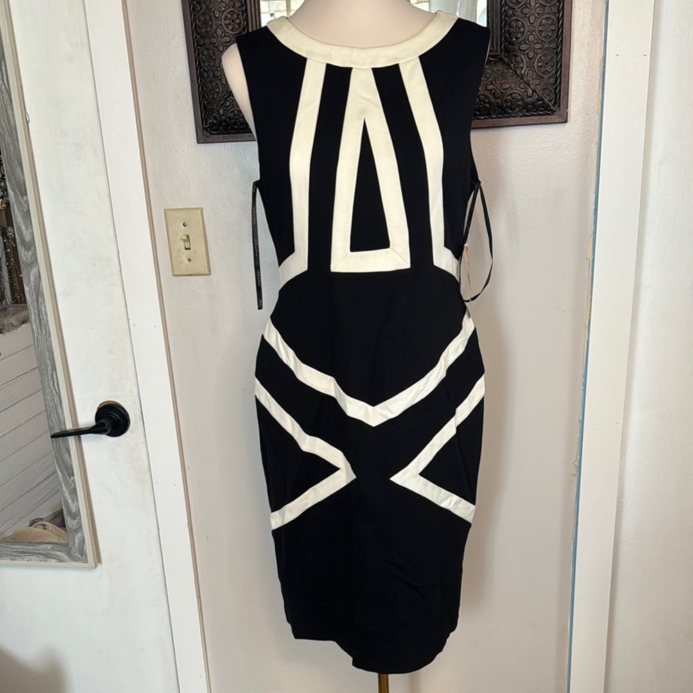 Nue by Shani Black and White Geometric Dress